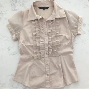 Button-up Chiffon Ruffle Blouse